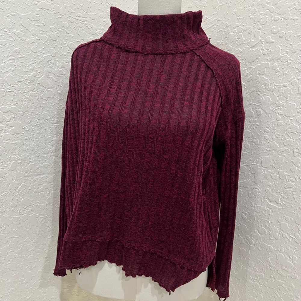 Free People Marled Wine Knit Sweater